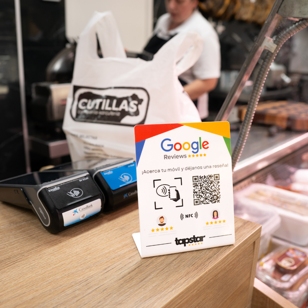 Expositor Reseñas Google NFC y QR