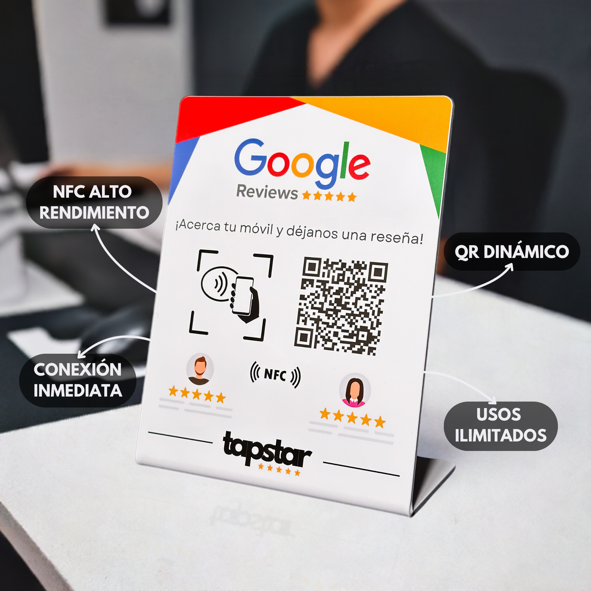 Expositor NFC y QR Aumenta tus Reseñas en Google